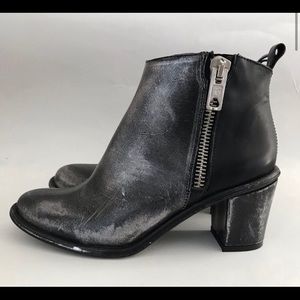 Miista Alice Black Silver Leather Ankle Boot